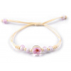 Náramek shamballa s korálky a květem Varianta: 5 růžová sv., Balení: 1 ks