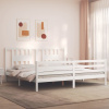 zahrada-XL Posteľný rám s čelom biely 200x200 cm masívne drevo 3194592