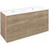 Sapho CIRASA umývadlová skrinka s dvojitým umývadlom 121x66x46cm, dub alabama CR121-2222-21