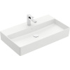 VILLEROY & BOCH Memento 2.0 závesné umývadlo s otvorom (spodná strana brúsená), bez prepadu, 800 x 470 mm, Stone White, s povrchom CeramicPlus, 4A228LRW