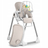 Stolička na kŕmenie so stolíkom, Belo sivá + hrazdička s hračkami Nukido