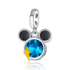 Strieborný prívesok v tvare hlavy Mickey Mouse s modrým krištáľom a žltou hviezdičkou