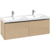 VILLEROY & BOCH Subway 3.0 závesná skrinka pod dvojumývadlo, 2 zásuvky, s LED osvetlením, 1272 x 478 x 429 mm, Nordic Oak, C567L1VJ