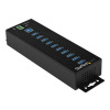 StarTech.com 10 Port USB Hub with Power Adapter, Surge Protection, Metal Industrial USB 3.0 Data Transfer Hub, Din Rail, Wall or Desk Mountable, High Speed USB 3.1/ USB 3.2 Gen 1 5Gbps Hub - Windows/m