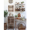 Chic Antique Biela antik kovovo - drevená nástenná polička s košíčkami Shain - 71*18*50cm - Chic Antique