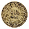 Stříbrná mince 1/2 Francs B 1921