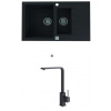 Alveus CADIT 70 SET kuchynský granit. dvojdrez so sifón. 79X50 + batéria AFRA Black CADIT70G91+AFRA91