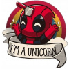 CUKROVÁ TLAČ jedlý obrázok na tortu Cukrová hmota DEADPOOL UNICORN MEM + MENO
