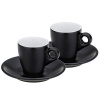 KELA Mattia čierne keramické šálky na espresso s tanierikmi 2 x 50 ml