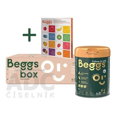Beggs 2 box následná dojčenská mliečna výživa (od ukonč.6.mesiaca) + pexeso, 3x800 g (2,4 kg)