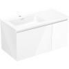 Mexen Orio, kúpeľňová skrinka 90 cm s umývadlom Otis ľavá, 1S, 1D, biela lesklá, 91A13-09047-3-BBFF00-W18L00