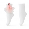 BE SNAZZY Biele slávnostné ponožky s tylovou ozdobou a labutou Vel. 24 - 29
