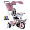 Trojkolka a kočík v jednom s vysokou opierkou Baby Balade Plus Tricycle Pink Smoby s brzdou a EVA kolesami ružová od 10 mes