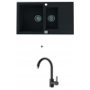 Alveus CADIT 70 SET kuchynský granit. dvojdrez so sifón. 79X50 + batéria ROXA Black CADIT70G91+ROXA91
