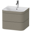 DURAVIT Happy D.2 Plus c-bonded závesná skrinka s nábytkovým umývadlom s otvorom, 2 zásuvky, 575 x 490 x 480 mm, kameňovo šedá matná lakovaná, HP4635O9292