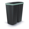 PROSPERPLAST Odpadkový kôš COMPACTA Q DUO čierny so svetlo zeleným vekom, objem 45l