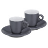 KELA Mattia sivé keramické šálky na espresso s tanierikmi 2 x 50 ml