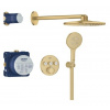 Grohe GROHTHERM SMARTCONTROL sprchový set s podomítkovou termostatickou baterií, horní sprcha, ruční sprcha se 3 proudy, hadice, držák, Water Saving, kartáčovaný cool sunrise