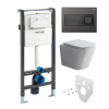 Mereo WC set - Smart flush rimless WC hranaté, modul pre sadrokartón, čierne hranaté tlačidlo MM02NSETRT331