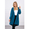 Dlhý kardigán s kapucňou LOVE MI9113 morský