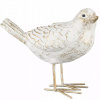 Skandi Dekoračný vtáčik White Snow – biela figúrka s kovovými nožičkami, výška 11 cm