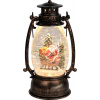 Lampáš MagicHome Vianoce Retro, LED teplá biela, so santom, s trblietkami, čierny, 3xAA, plast, 13x11x24/35 cm