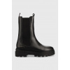 Kožené topánky Tommy Hilfiger Monochromatic Chelsea Boot dámske, čierna farba, na plochom podpätku FW0FW06730.BDS EUR 39