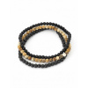 B-TOP Pánsky náramok z prírodných kameňov - 3ks - korálky Howlit, Malachit & Lávový kameň