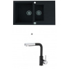 Alveus CADIT 70 SET kuchynský granit. dvojdrez so sifón. 79X50 + batéria SIROS Black CADIT70G91+SIROS91