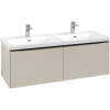 VILLEROY & BOCH Subway 3.0 závesná skrinka pod dvojumývadlo, 2 zásuvky, s LED osvetlením, 1272 x 478 x 429 mm, Cashmere Grey, C567L1VN