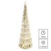 LED vianočný sklenený stromček, 27 cm, 2x CR2032, vnútorný, teplá biela, časovač