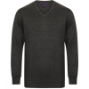Henbury Pánsky ľahký sveter do V H720 Grey Marl 4XL