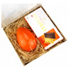 Veľkonočný darčekový set čokoláda + veľká sviečka vajíčko 12 cm oranžová