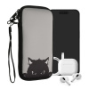 kwmobile Neoprene Sleeve for smartphone Size XXL - 7 - Shock Absorbing Pouch kryt - Ochranný telefon Bag - Curious Cat šedá / černá