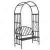 vidaXL Záhradná pergola na ruže s lavičkou - Čierna - 99589-61728
