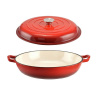 Smaltovaná liatinová panvica na plátky s pokrievkou 30*6 cm červená