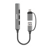 PORT CONNECT USB HUB, 1x USB 3.0 + 3x USB 2.0, USB-A/USB-C vstup, stříbrná 3567049001605