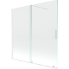 Mexen Velar, 2-krídlová posuvná vaňová zástena 160 x 150 cm, 8mm číre sklo, biely profil, 896-160-000-01-20