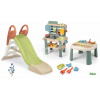 Set šmykľavka s vodnou hrou a kuchynka pre záhradníkov KS Slide Life Smoby dĺžka šmyku 150 cm a stôl na vodu a piesok s krytom