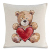 Gobelínový obliečka na vankúš, medvedík so srdiečkom, 45x45 cm