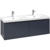 VILLEROY & BOCH Subway 3.0 závesná skrinka pod dvojumývadlo, 2 zásuvky, s LED osvetlením, 1272 x 478 x 429 mm, Marine Blue, C567L1VQ