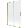 Mexen Velar, 2-krídlová posuvná vaňová zástena 120 x 150 cm, 8mm číre sklo, zlatý lesklý profil, 896-120-000-01-50