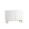 Komoda MAMMA 2 dveře, dub bílá - 120 cm, dýha kombinace bílá / přírodní dub