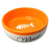 Miska MAGIC CAT keramická bílá/oranžová Meow 13,4 x 4 cm 170 ml