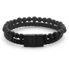 Rebel & Rose Pánsky dvojitý náramok s bezpečnostnou sponou Full Metal Combo Black Rocks RR-M0057-B-M