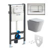 Mereo WC set - Smart flush rimless WC hranaté, modul pre sadrokartón, chróm hranaté tlačidlo lesklé MM02NSETRT322