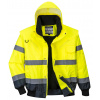 Portwest C465 HI-VIS CONTRAST BOMBER Reflexná bunda XXL, Fluorescenčno žltá-Námornícka modrá