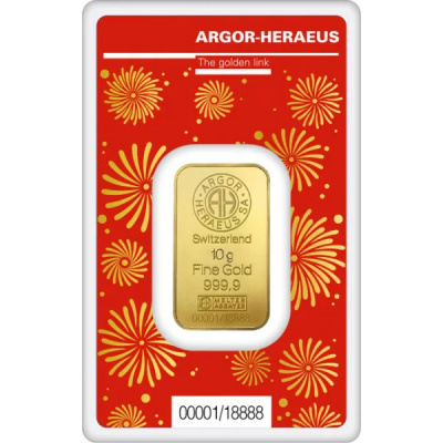 Zlatá tehlička 10g Argor-Heraeus Dragon (Rok draka 2024)