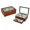 Kazeta na hodinky a šperky 22271-15 - Hnědá / dřevo + sklo
