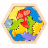 Skladačka pre deti – farebné vzdelávacie drevené puzzle s rámčekom – dinosaury